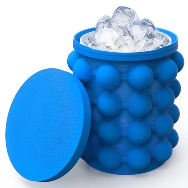 Molde para cubitos de hielo, cubeta de hielo grande de silicona, (2 en 1) para hacer cubitos de hielo, redondo, portátil