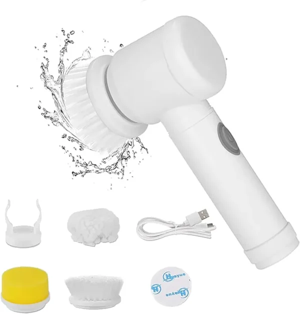 Cepillo Limpiador Electrico, Limpieza Hogar de Cepillos, Cepillo de Limpieza Eléctrico con 3 Cabezales de Cepillo, Cepillo Limpieza Recargable USB,Apto para bañeras, dormitorios cocinas, aseos