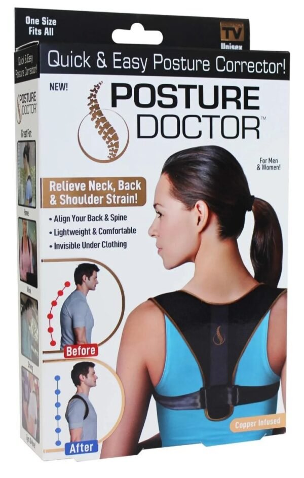 Corrector de postura, soporte de espalda para hombres y mujeres, alisador totalmente ajustable para soporte de columna media, superior, alivio del dolor de cuello, hombros, clavícula y espalda,
