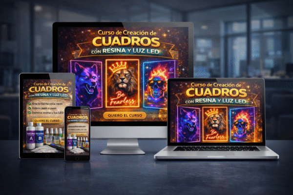 Curso de cuadros con resina y luz LED
